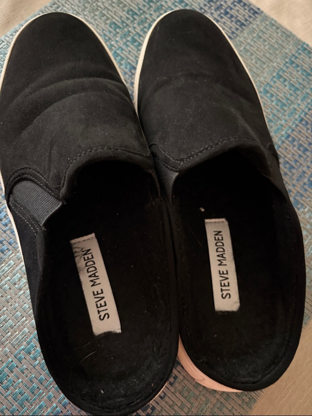 Steve Madden Black Slip-On Casual Sneakers with White Trim size 9